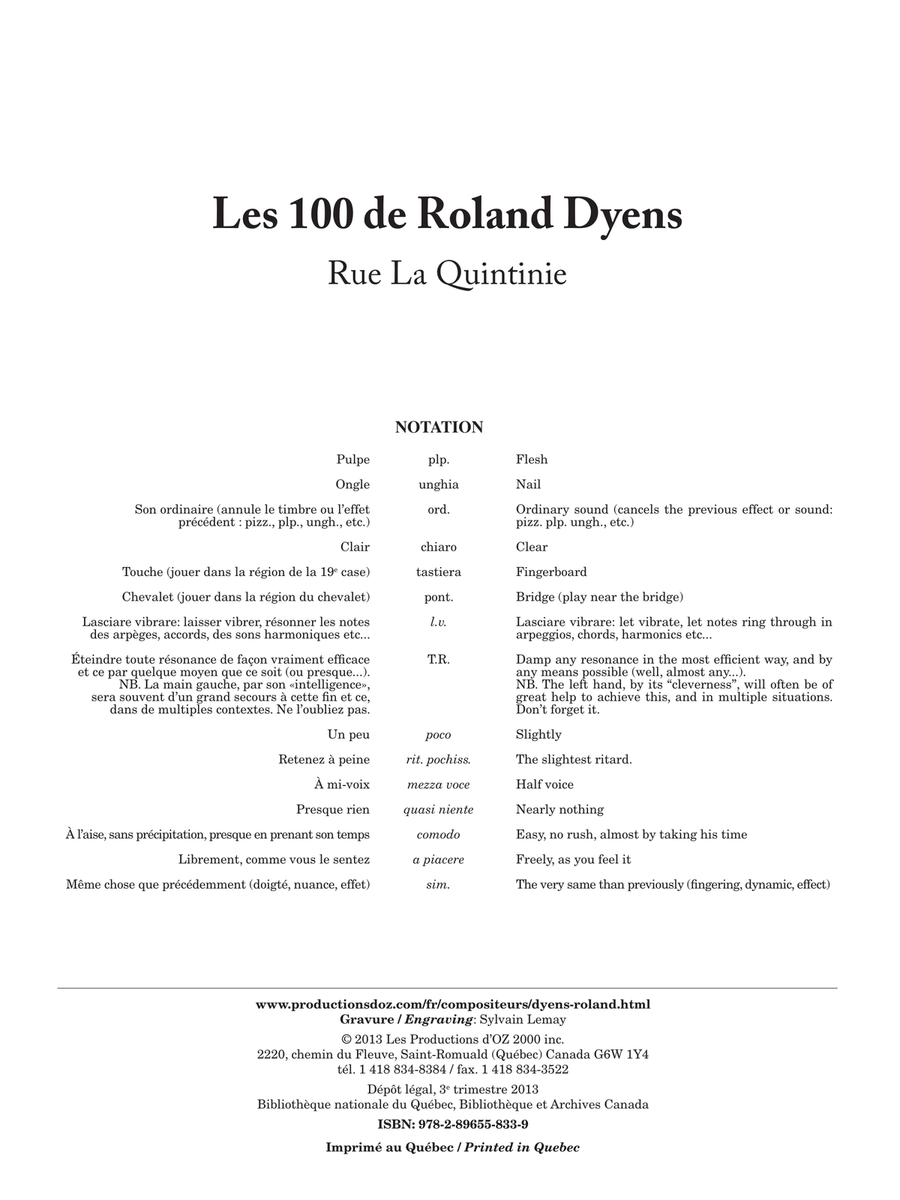 Les 100 de Roland Dyens - Rue La Quintinie by Roland Dyens Classical Guitar - Digital Sheet Music