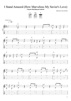 I Stand Amazed in the Presence (How Marvelous My Savior's Love) (Solo Fingerstyle Guitar Tab)