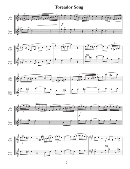 The Toreador Song - Bizet (Arrangements Level 3-5 for CLARINET + Written Acc) image number null