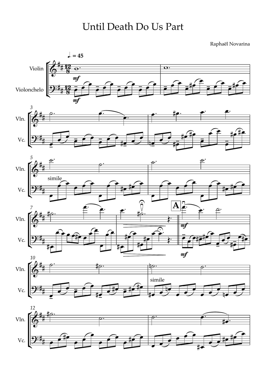 Duo for Violin & Piano, Until Death Do Us Part Chamber Music scores gallery preview page 1