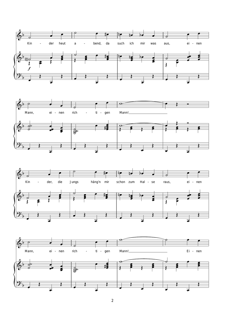 Kinder, Heut' Abend, Da Such' Ich Mir Was Aus Piano, Vocal scores gallery preview page 2