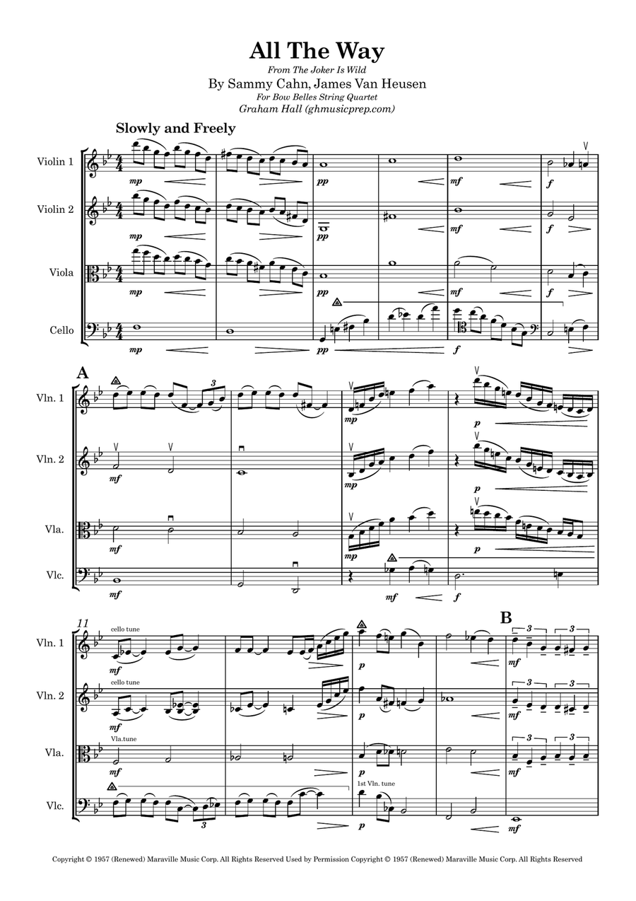 All The Way String Quartet scores gallery preview page 1