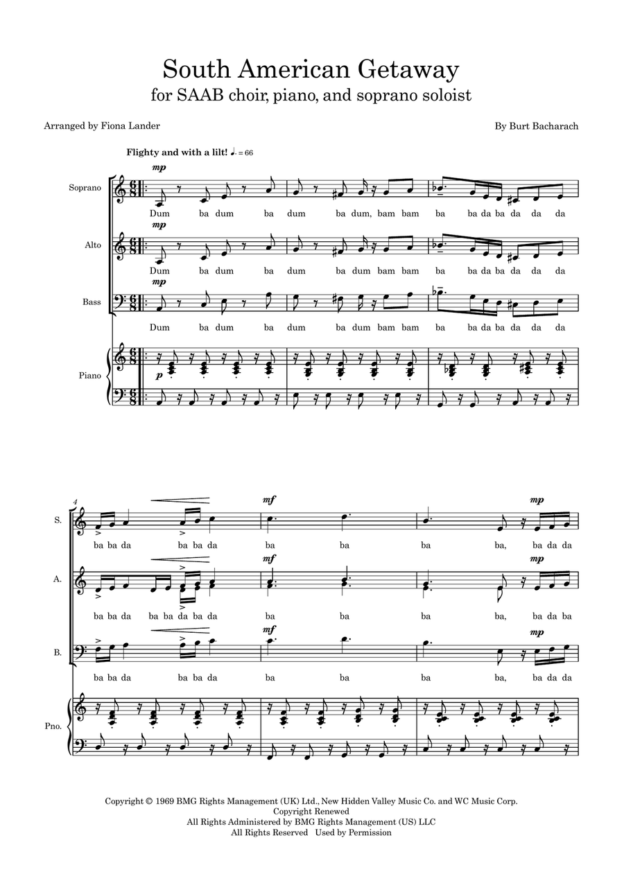 South American Getaway (arr. Fiona Lander) Choir scores gallery preview page 1