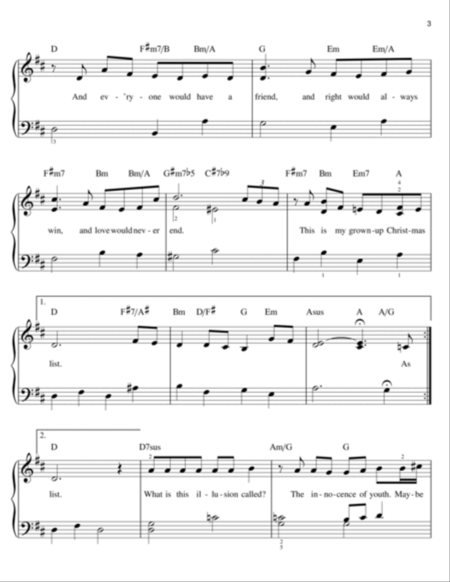 Grown-Up Christmas List Easy Piano scores gallery preview page 3