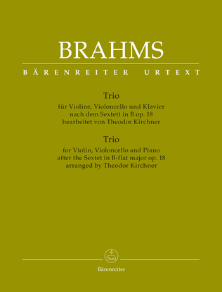 Book cover for Trio fur Violine, Violoncello und Klavier (nach dem Sextett in B op. 18)