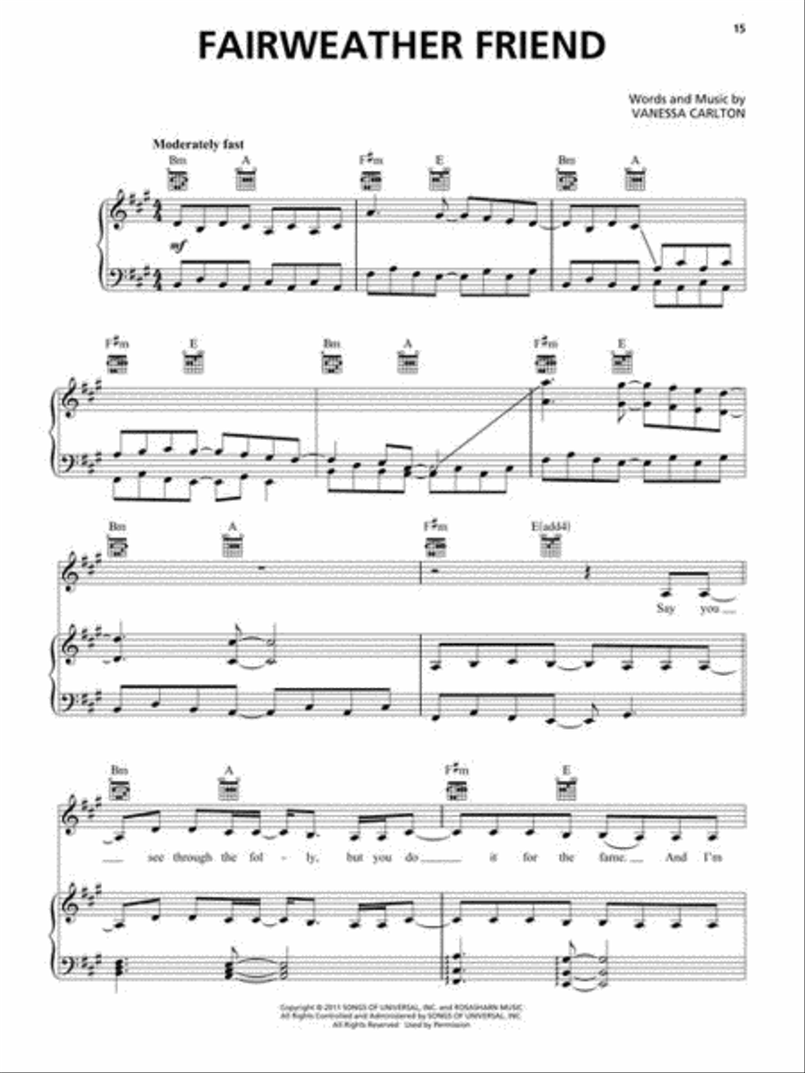 The Best of Vanessa Carlton Piano, Vocal, Guitar scores gallery preview page 7