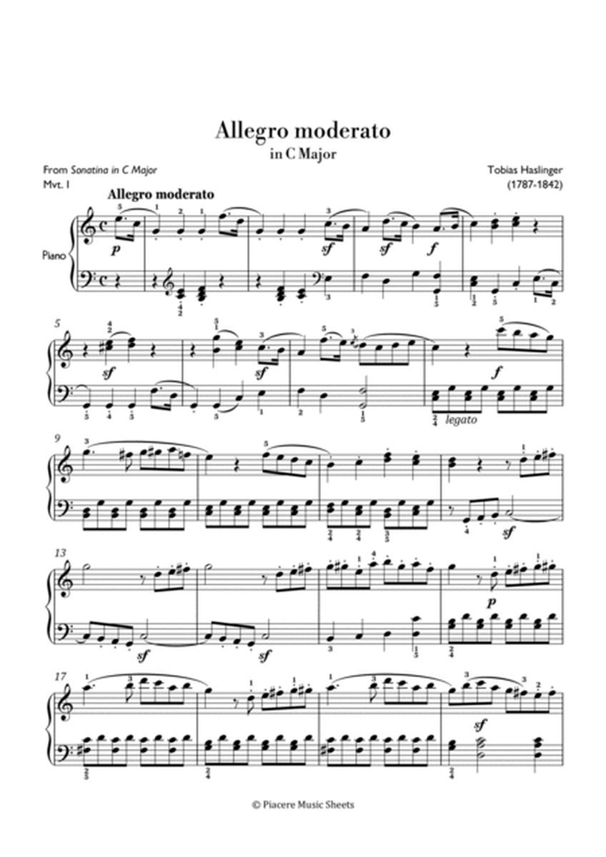 Haslinger - Allegro moderato from Sonatina in C Major - Intermediate image number null