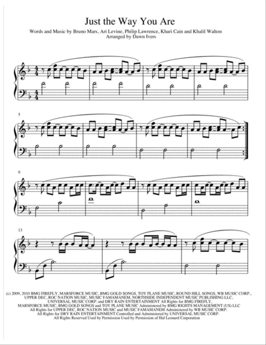 Just The Way You Are Piano Solo scores gallery preview page 2