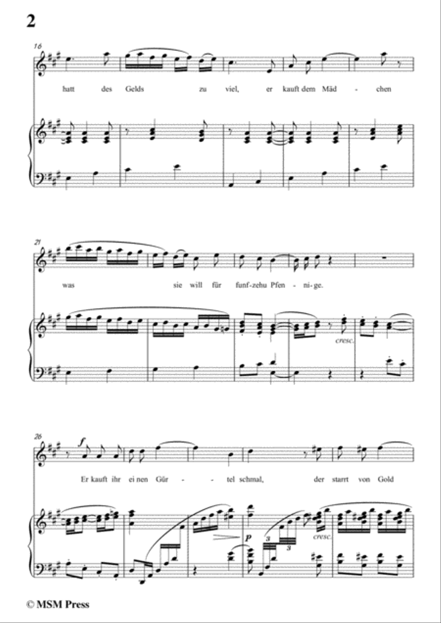 Richard Strauss-Für Funfzehn Pfennige in A Major,for Voice and Piano Voice Solo scores gallery preview page 4
