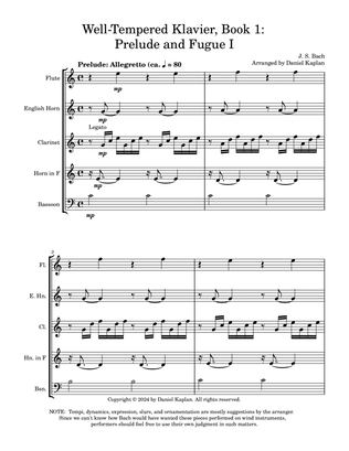 Prelude and Fugue I from The Well Tempered Clavier, Book 1 (arranged for woodwind quintet)