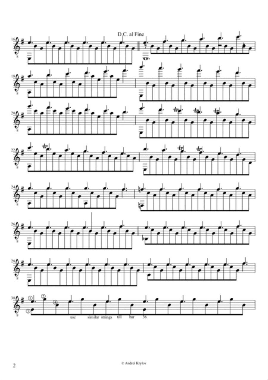 Melancholy, Classical guitar romance, music by Andrei Krylov Acoustic Guitar scores gallery preview page 2