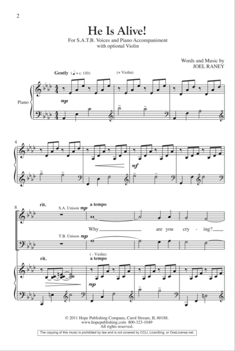He Is Alive! He Is Alive! 4-Part scores gallery preview page 2