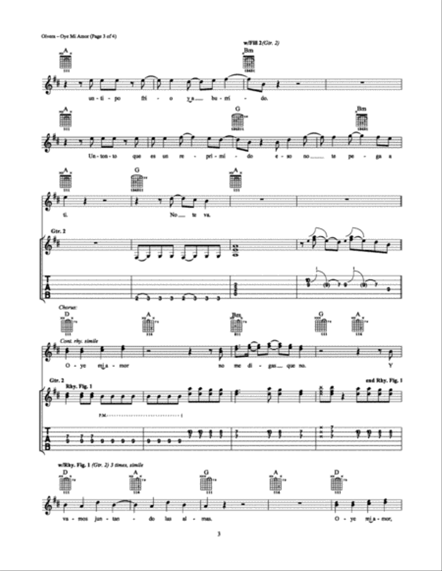 Oye Mi Amor Electric Guitar scores gallery preview page 3