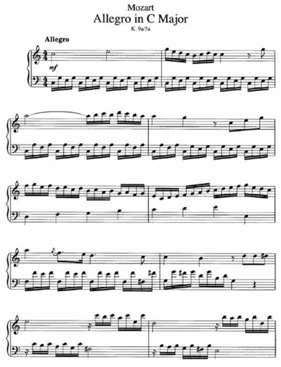 W. A. Mozart - Allegro in C Major K. 9a-5a