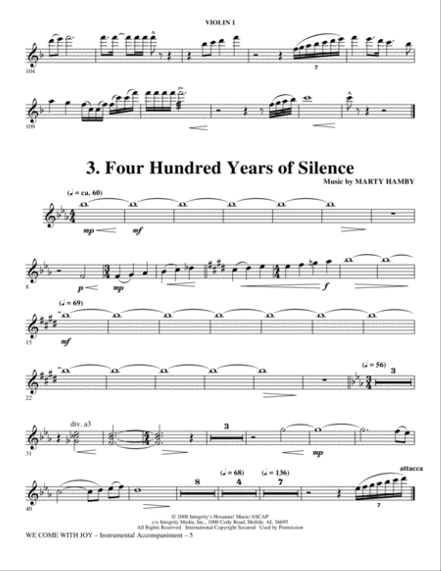We Come With Joy Orchestration - Violin 1 Choir scores gallery preview page 5