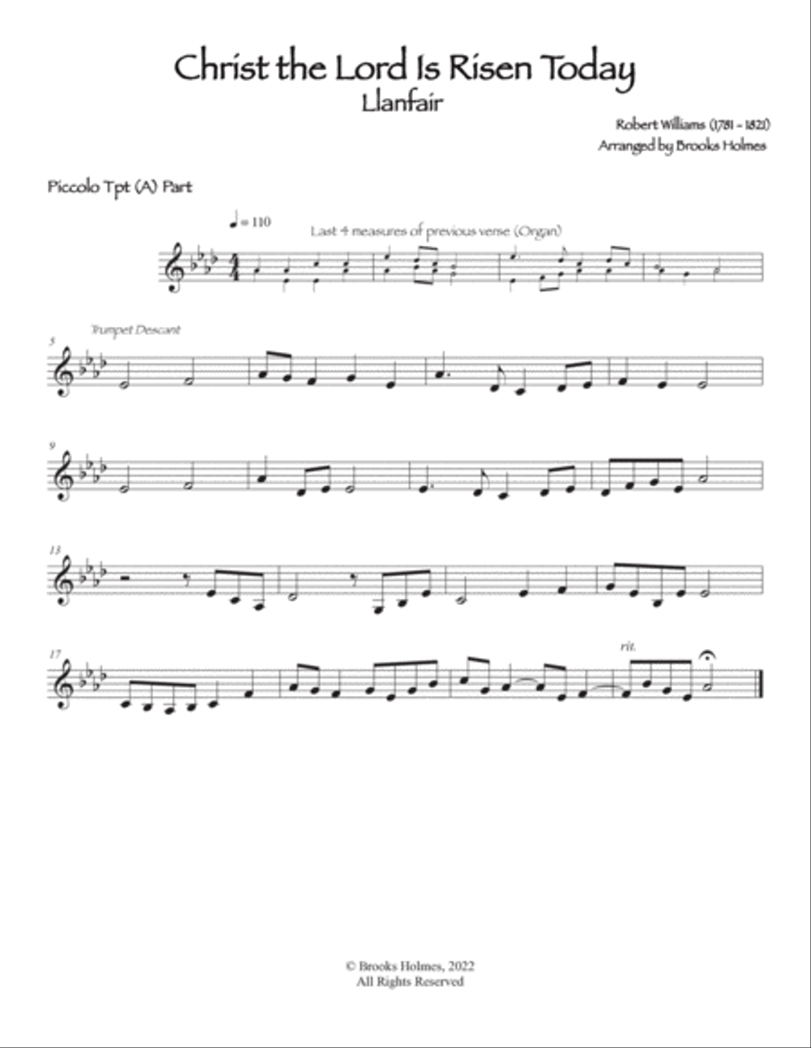 Christ The Lord Is Risen Today - Llanfair (Trumpet Descant & Organ) C Trumpet scores gallery preview page 3
