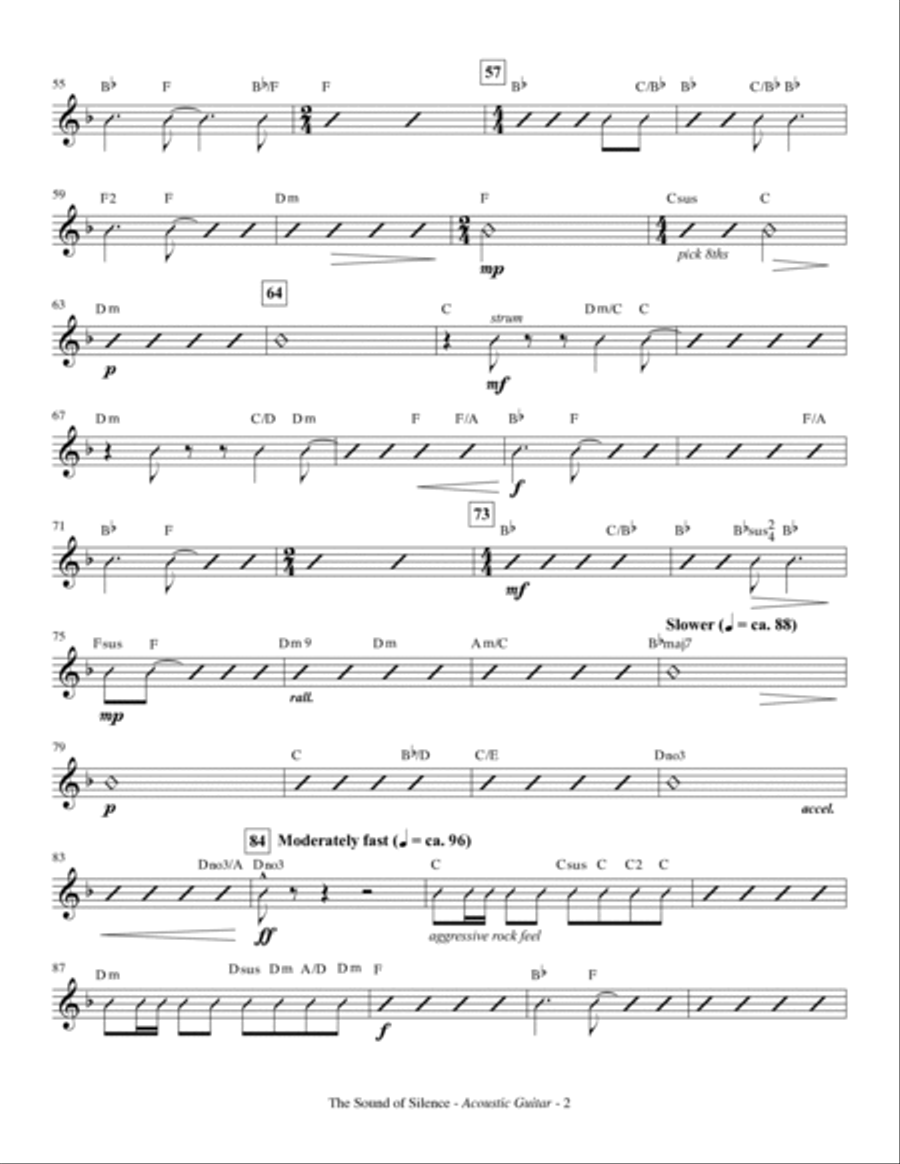 The Sound Of Silence (arr. Mark Hayes) - Acoustic Guitar Choir scores gallery preview page 2