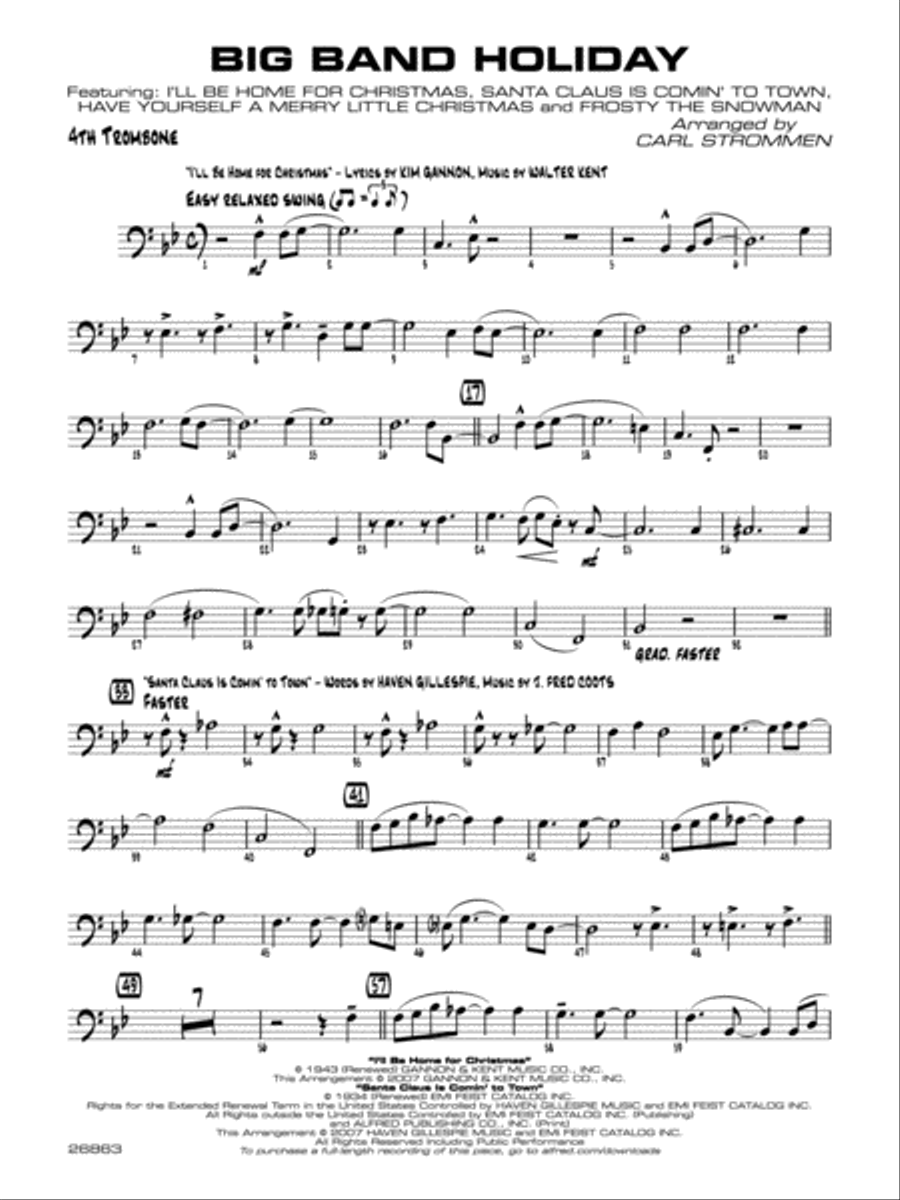 Big Band Holiday: 4th Trombone Jazz Ensemble scores gallery preview page 1
