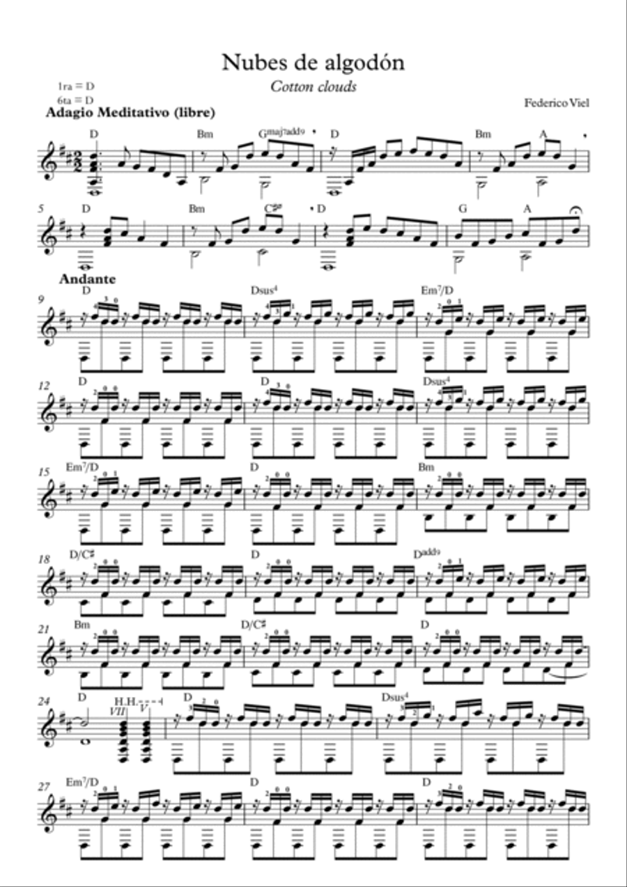 Nubes de Algodón (Cotton Clouds) Acoustic Guitar scores gallery preview page 2