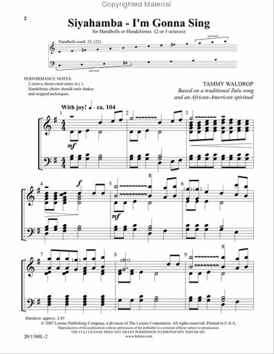 Siyahamba - I'm Gonna Sing 3-Octaves scores gallery preview page 2