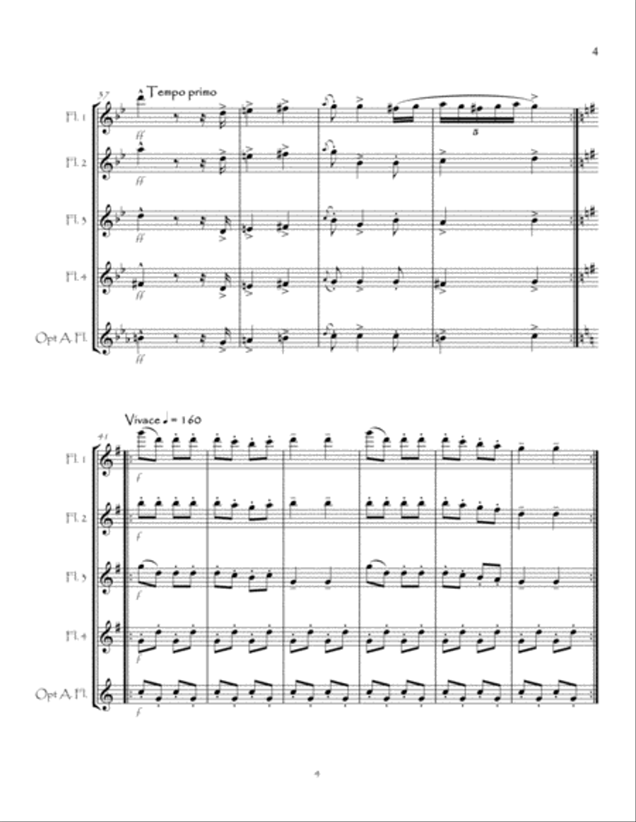 Hungarian Dance No5 for Flute Quartet Hungarian Dance No5 for Flute Quartet Flute Quartet scores gallery preview page 5