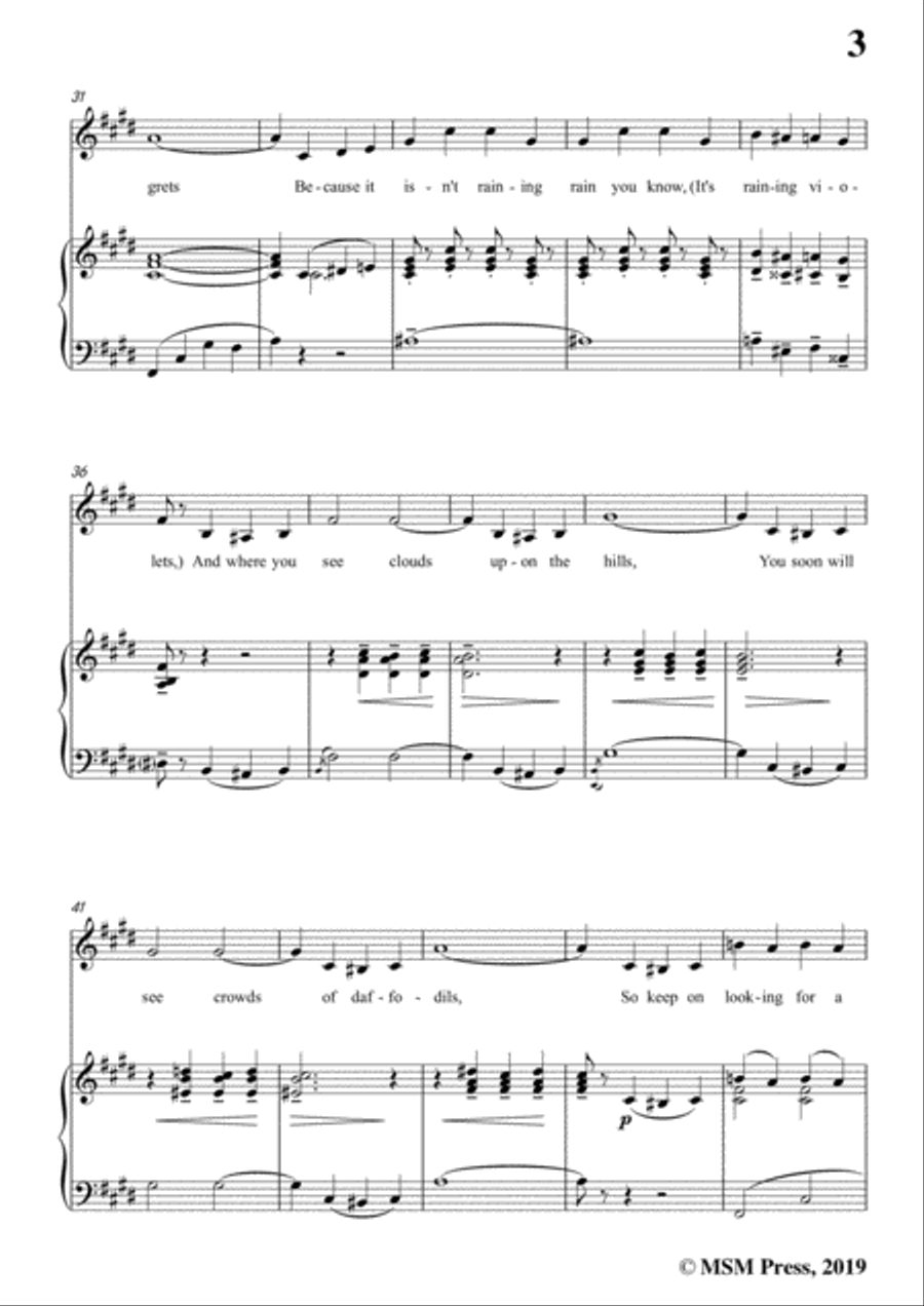 Louis Silvers-April Showers,in E Major,for Voice&Piano Voice scores gallery preview page 5