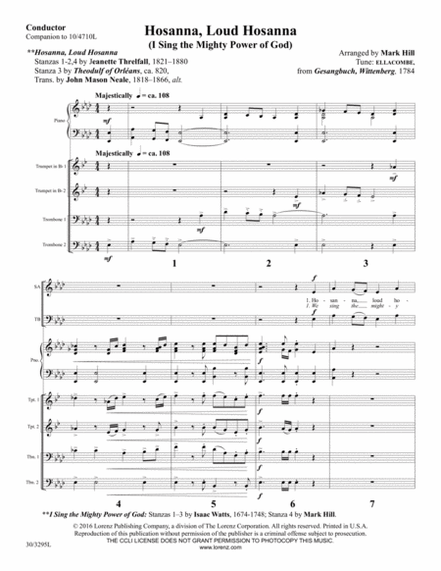 Hosanna, Loud Hosanna - Brass Quartet Score and Parts