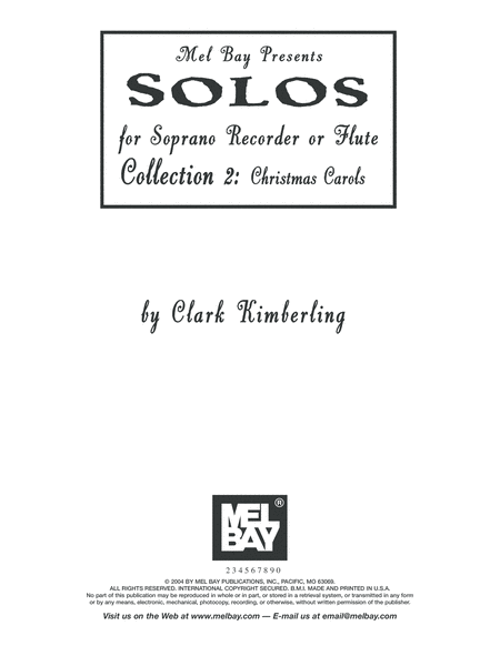 Solos for Soprano Recorder or Flute, Collection 2: Christmas Carols