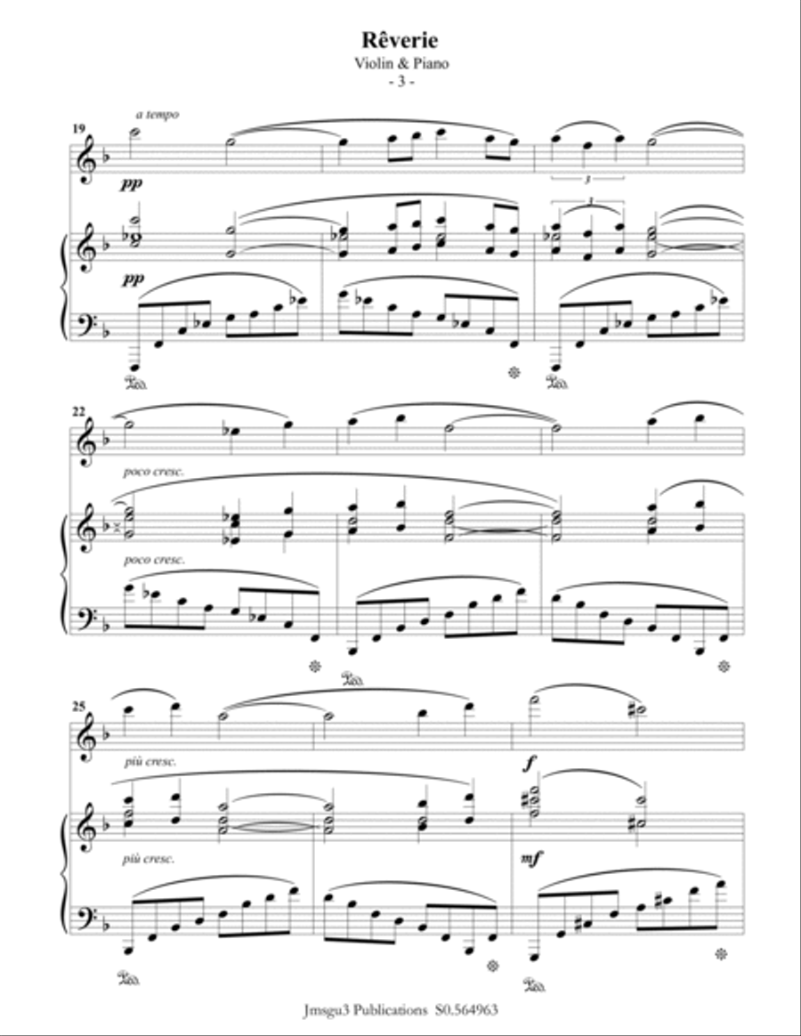 Debussy: Reverie for Violin & Piano Violin Solo scores gallery preview page 3