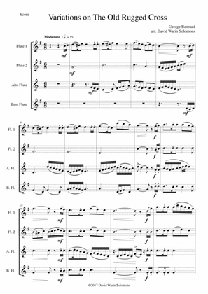 Variations on The Old Rugged Cross for Flute quartet (2 C flutes, alto flute, bass flute)