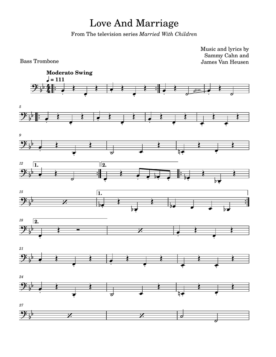 Love And Marriage Bass Trombone scores gallery preview page 1