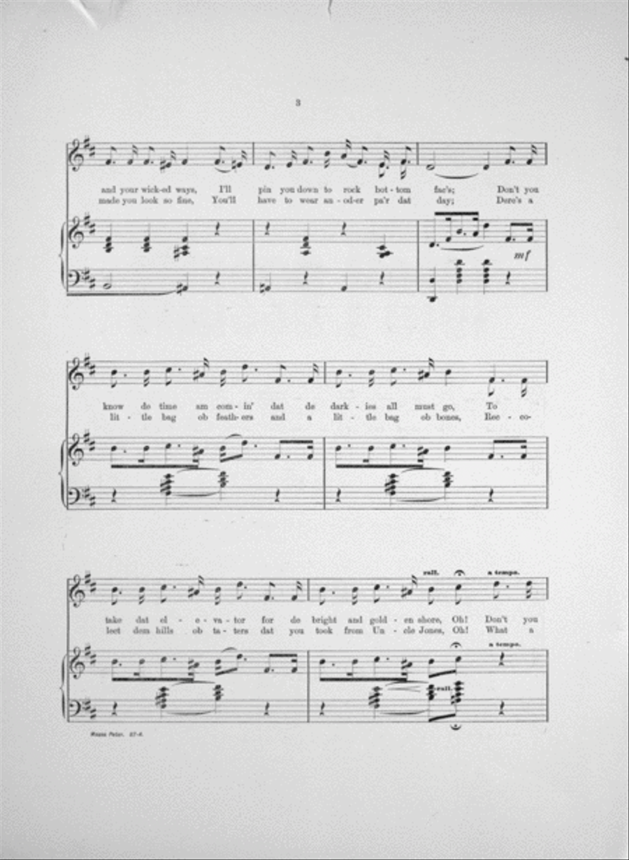 What am You Gwine to Tell Massa Peter When You Meet Him at de Gate? Song and Chorus Choir scores gallery preview page 3