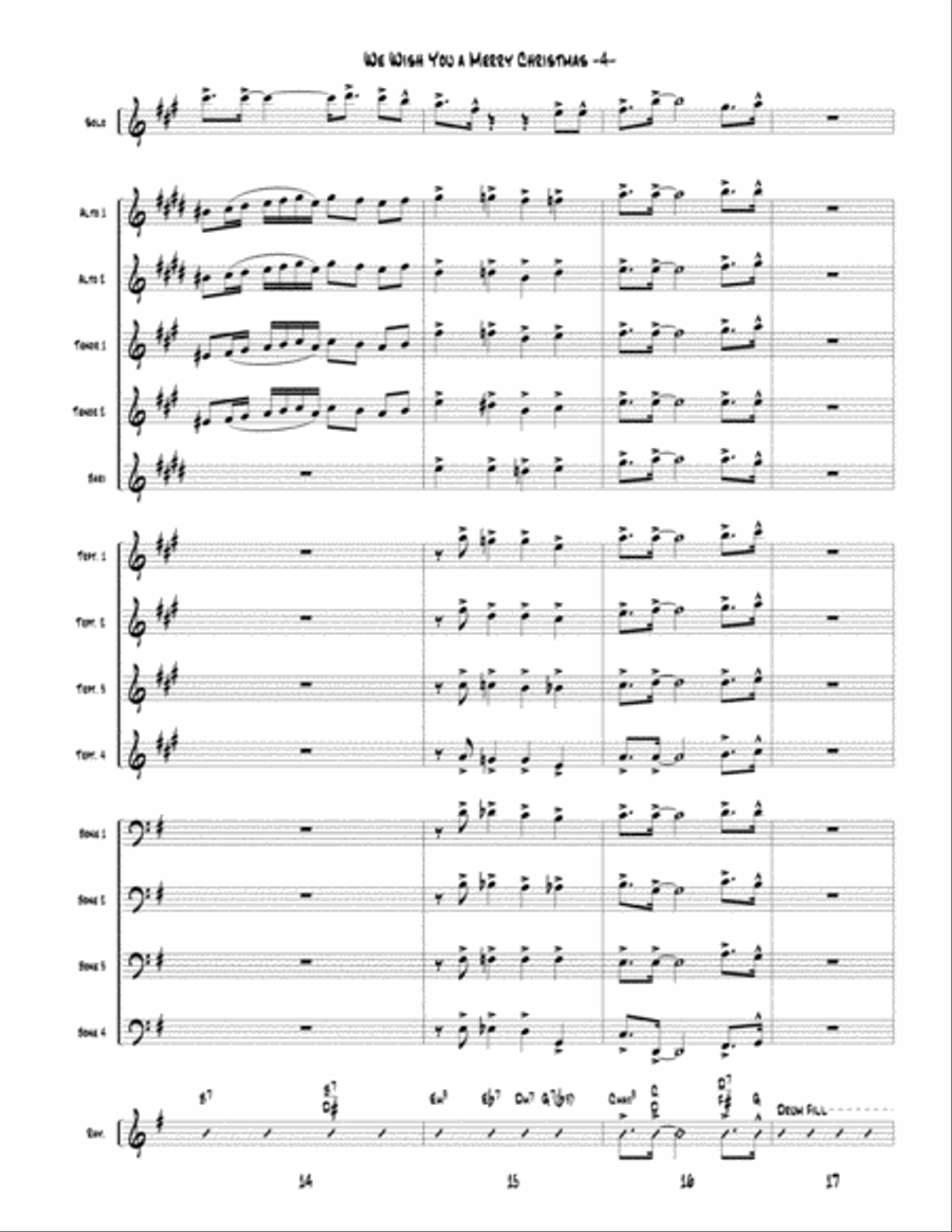 We Wish You a Merry Christmas for Little Big Band up to Full Big Band Jazz Ensemble scores gallery preview page 4
