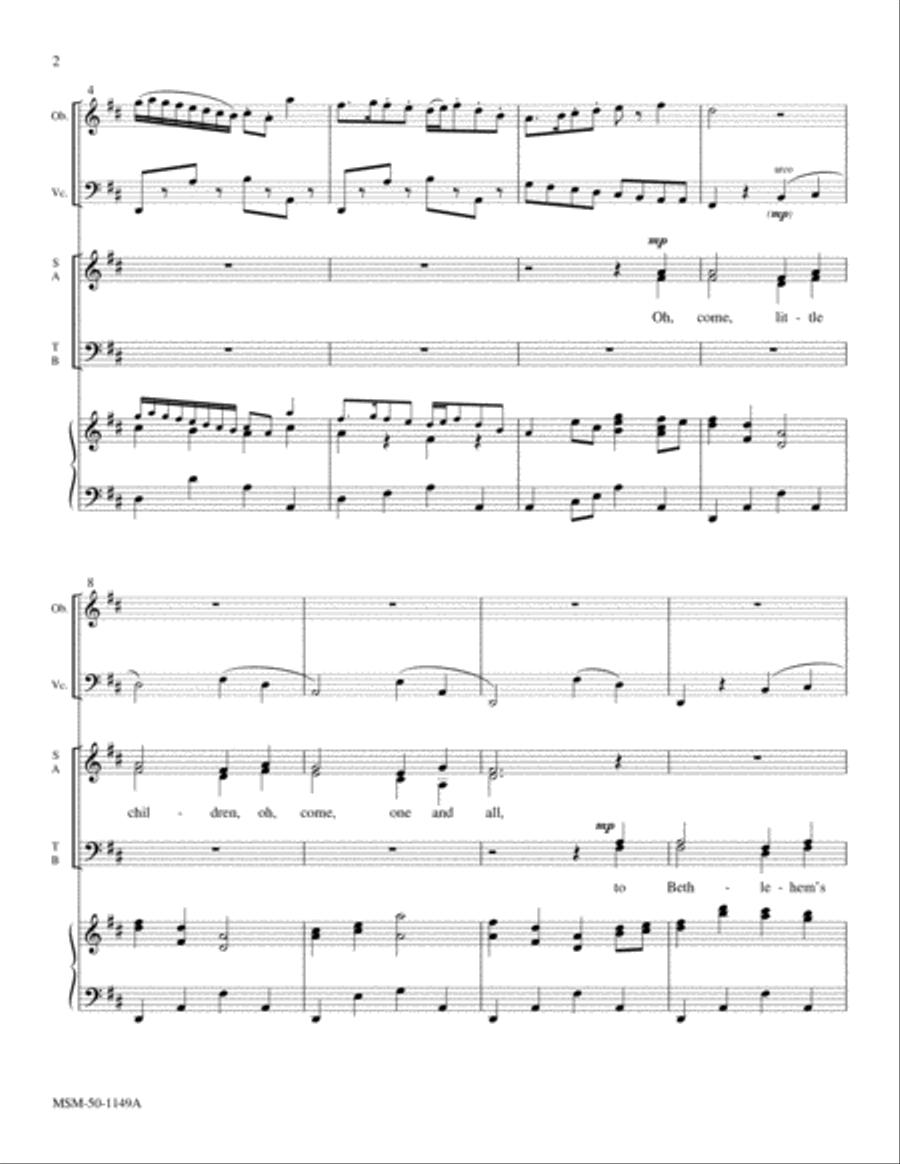 Oh, Come, Little Children Choir scores gallery preview page 4