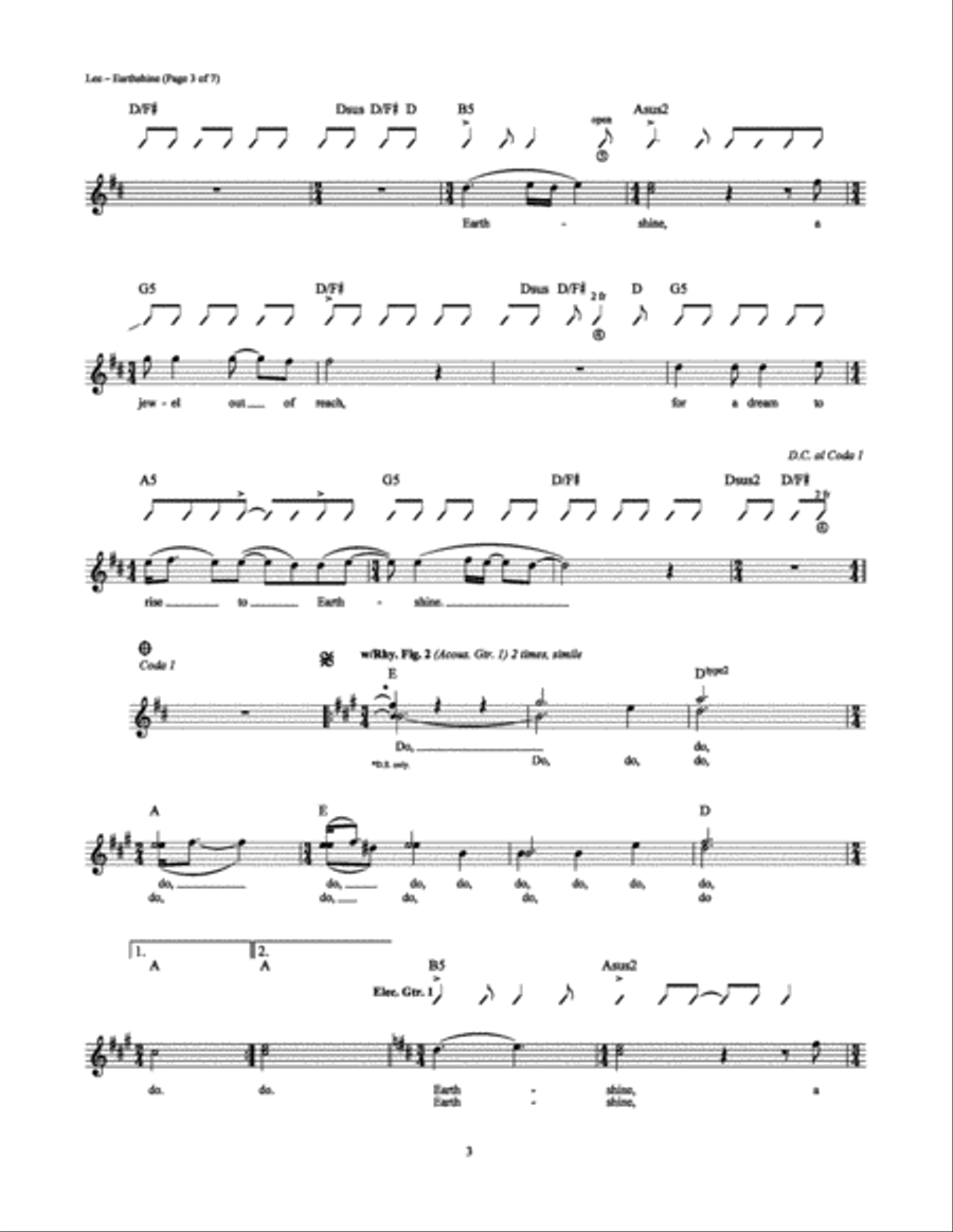 Earthshine Earthshine Electric Guitar scores gallery preview page 3
