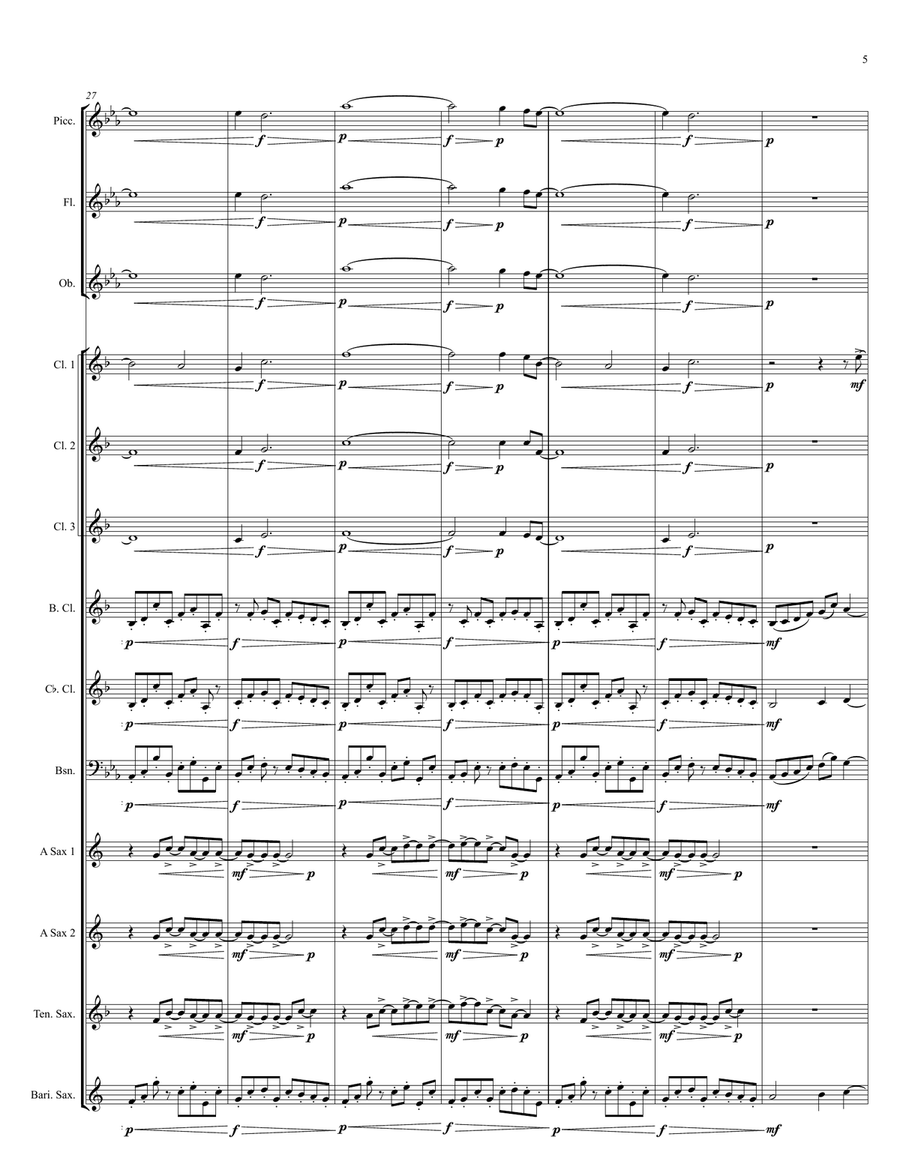 3 Sketches for Woodwind Ensemble: Movement 2 - Children Playing Beside the Pool Woodwind Ensemble scores gallery preview page 6