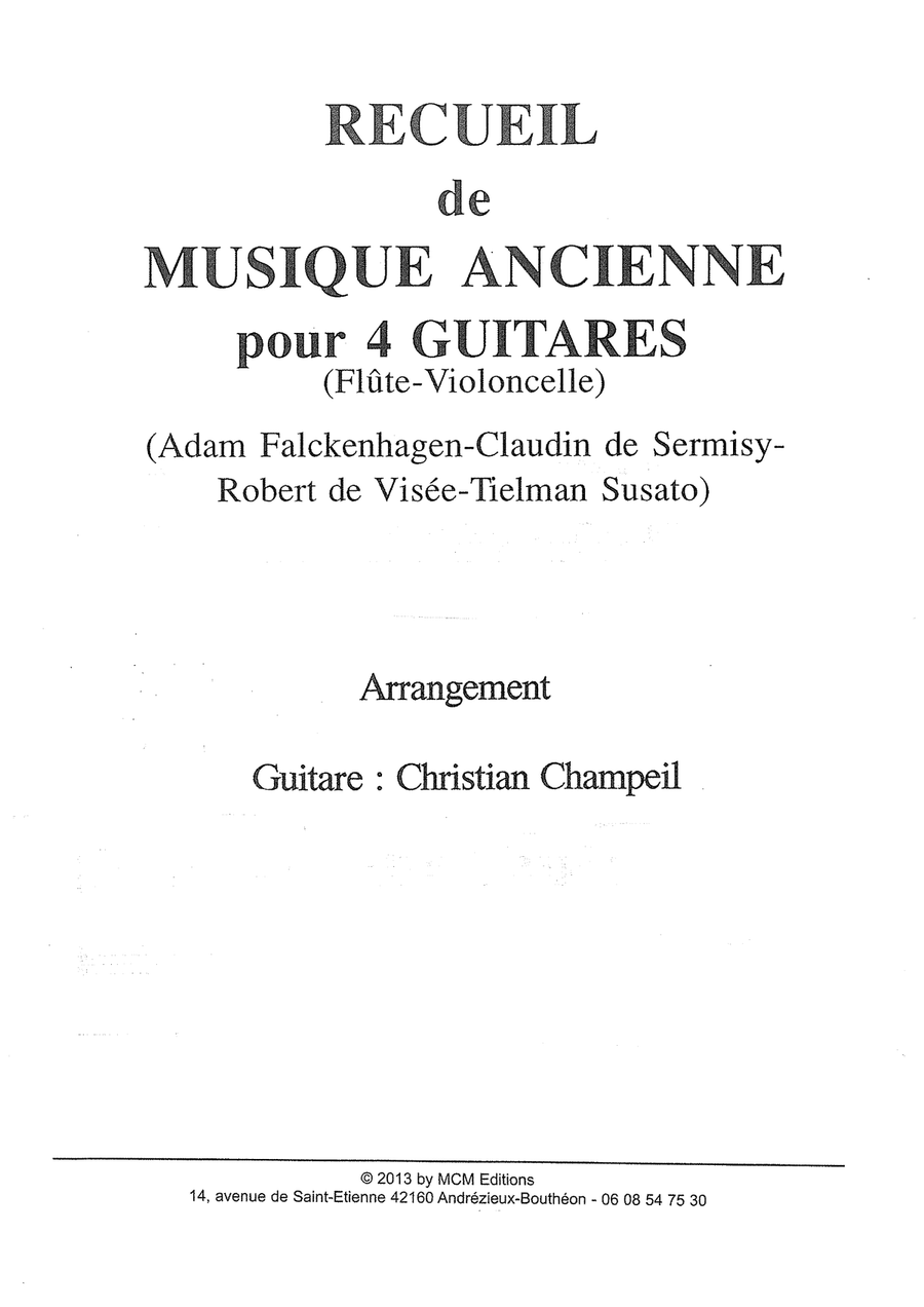 Collection of 4 pieces of ancient music for 4 guitars, flute and cello Chamber Orchestra scores gallery preview page 2