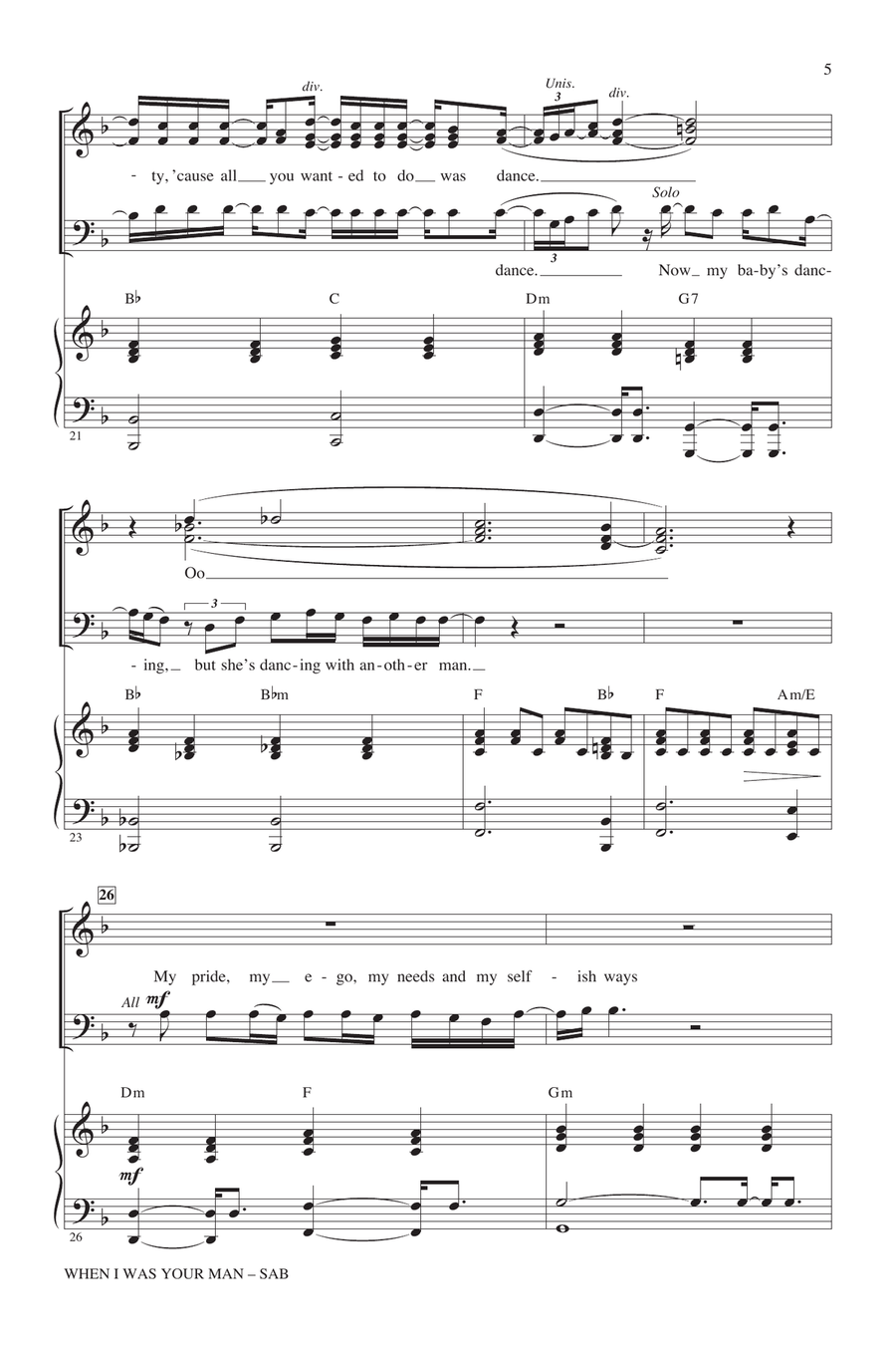 When I Was Your Man (arr. Mac Huff) 3-Part scores gallery preview page 4