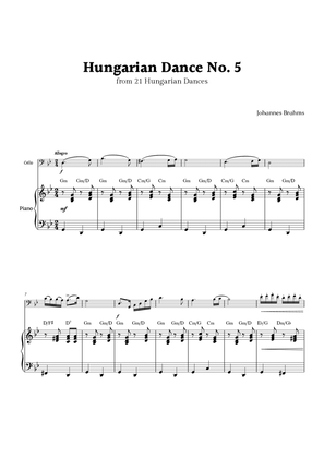 Hungarian Dance No. 5 by Brahms for Cello and Piano