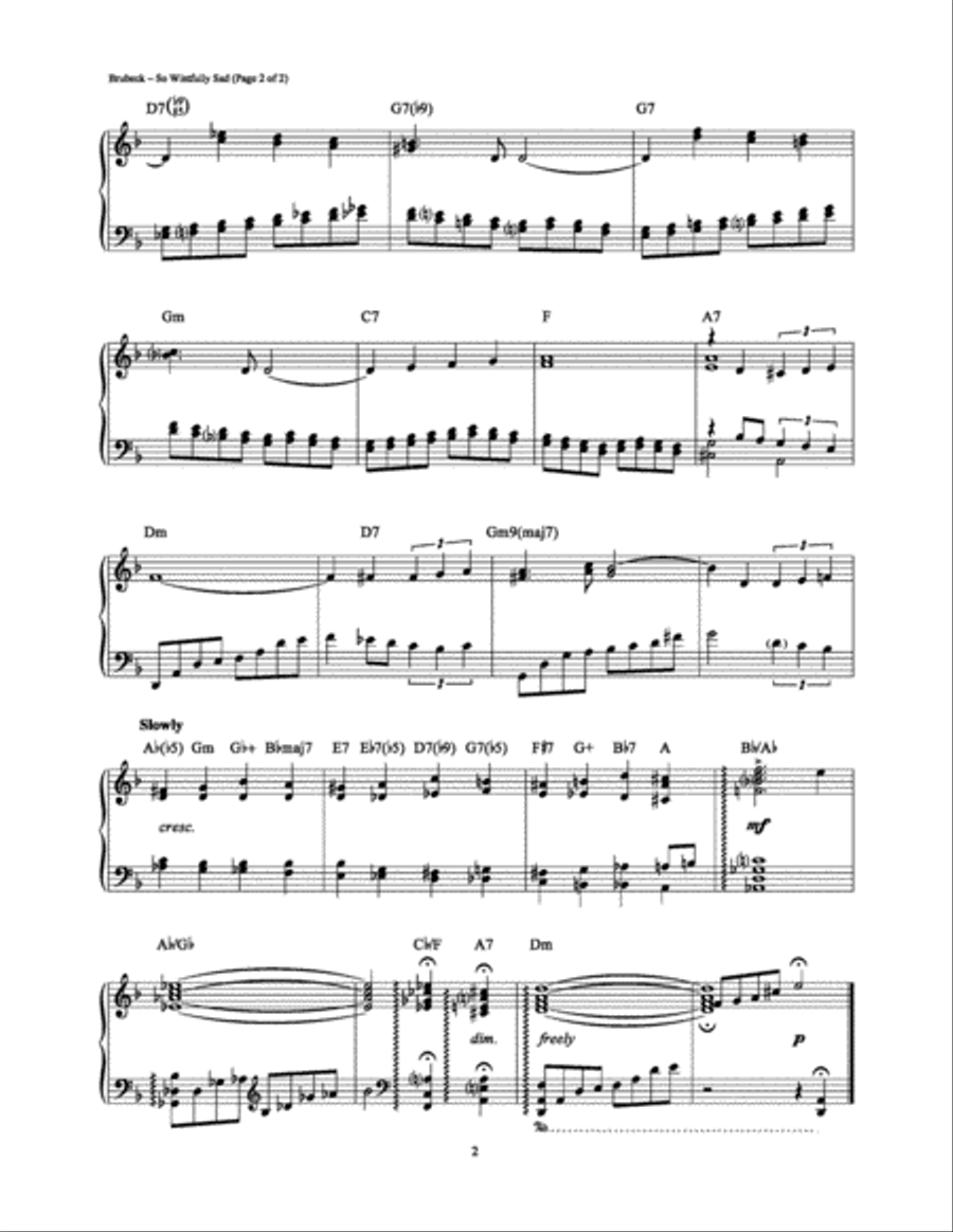 So Wistfully Sad Piano Solo scores gallery preview page 2