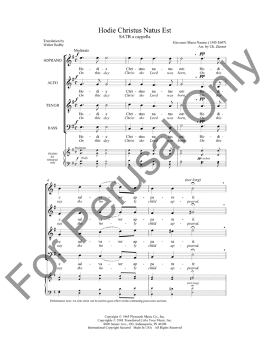 Hodie, Christus Natus Est 4-Part scores gallery preview page 2
