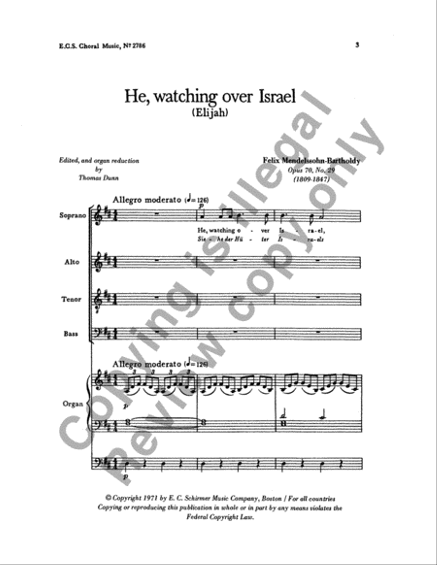 Elijah: He Watching over Israel (Siehe der Hueter Israels) 4-Part scores gallery preview page 12