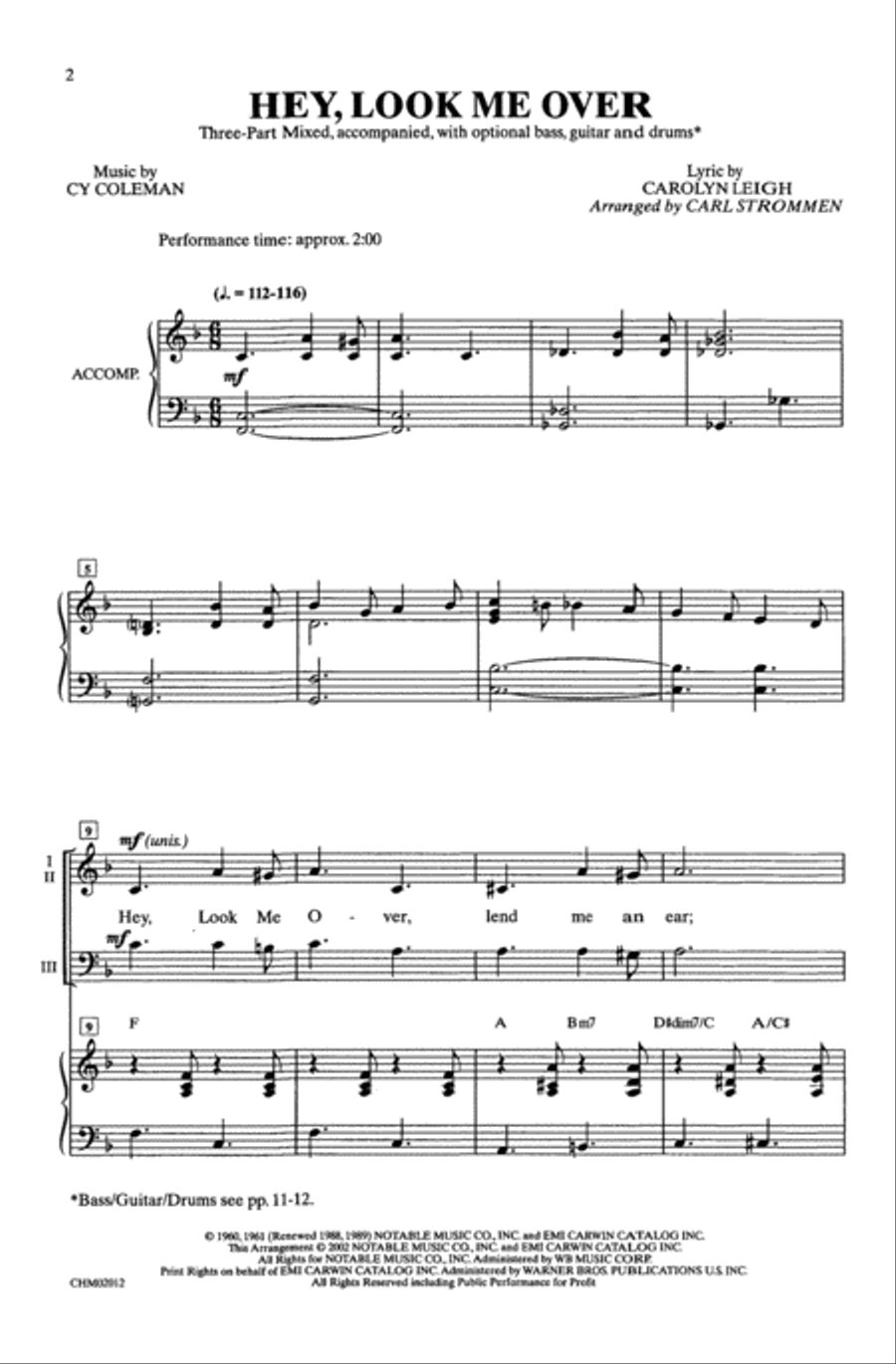 Hey, Look Me Over Hey, Look Me Over Choir scores gallery preview page 1