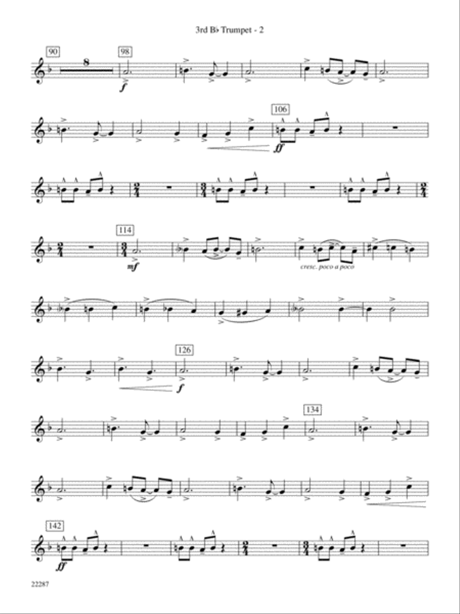 Primordial Overture: 3rd B-flat Trumpet Concert Band scores gallery preview page 2