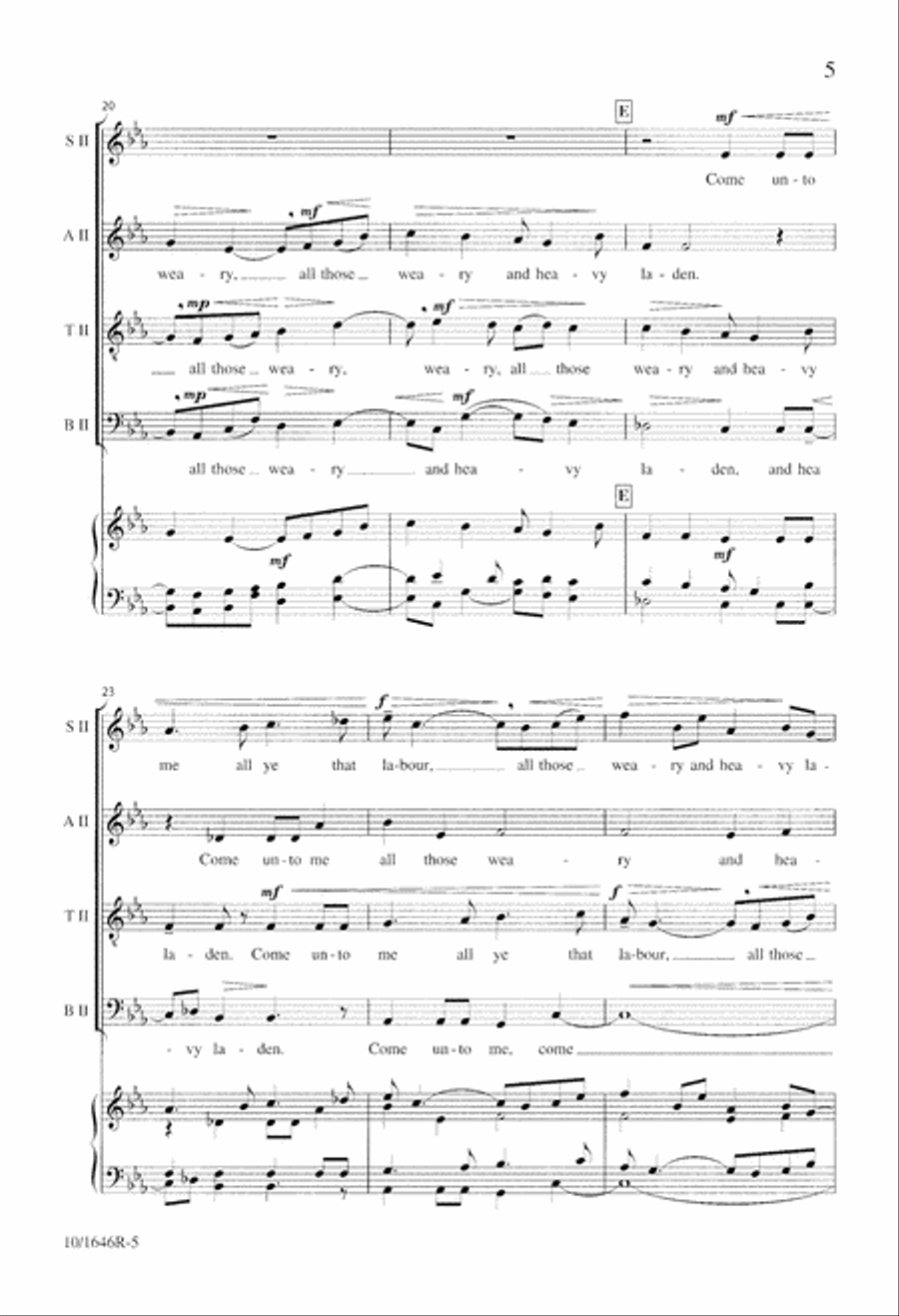 Come Unto Me All Ye That Labour 4-Part scores gallery preview page 5