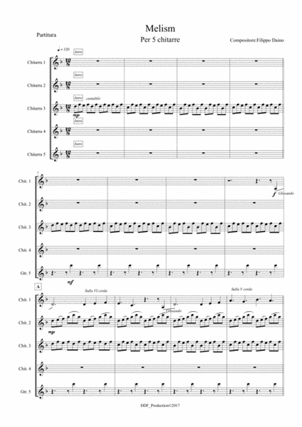 Melism - per 4 Chitarre e Basso Small Ensemble - Digital Sheet Music
