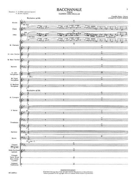 Bacchanale from "Samson and Delilah" - Full Score