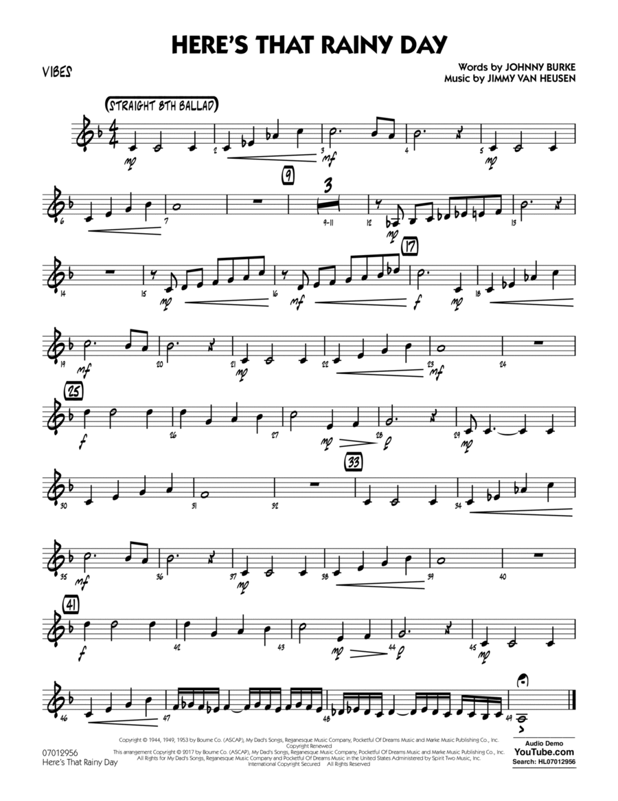 Here's That Rainy Day - Vibes Vibraphone scores gallery preview page 1