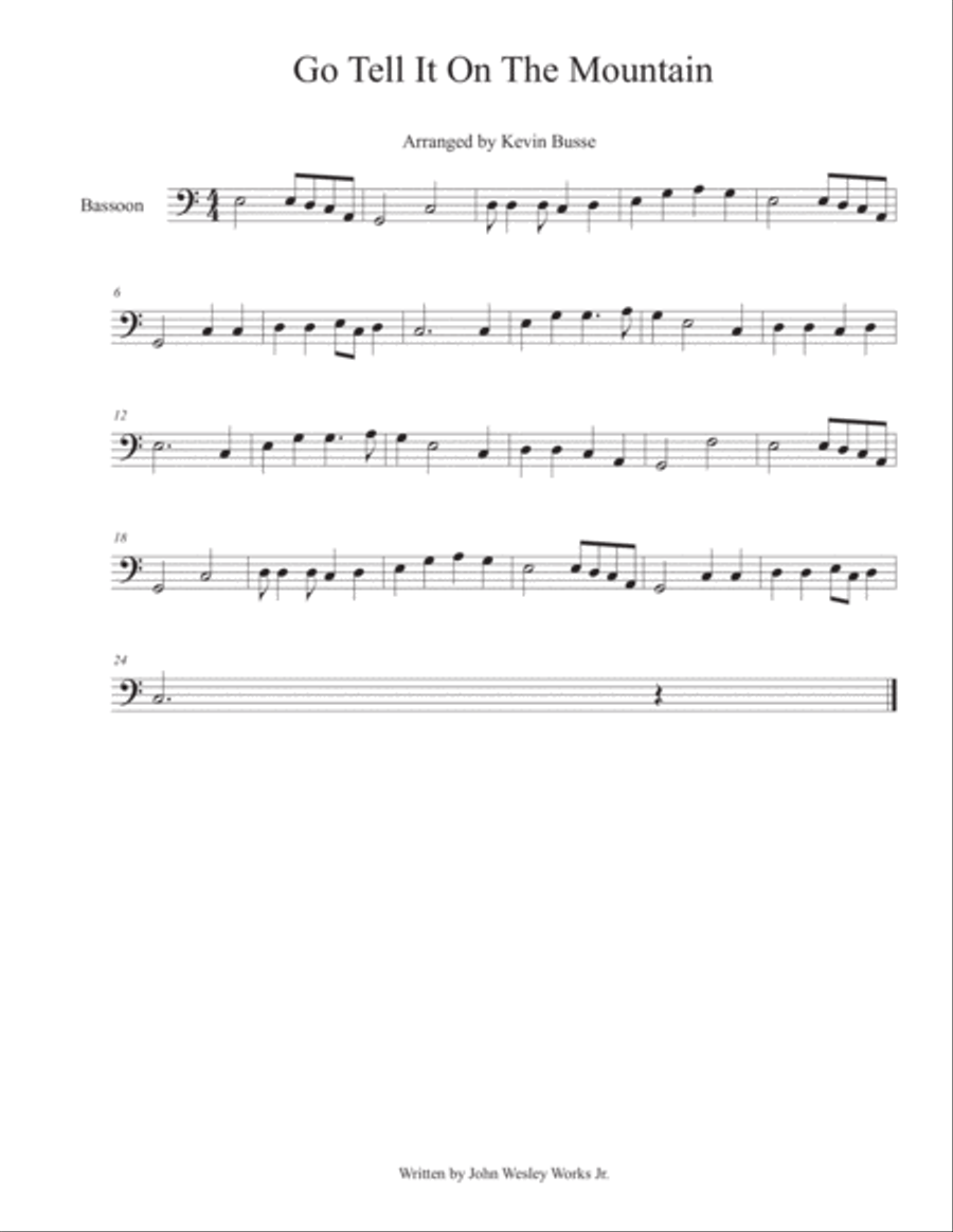 Go Tell It On The Mountain - Bassoon Bassoon Solo scores gallery preview page 1