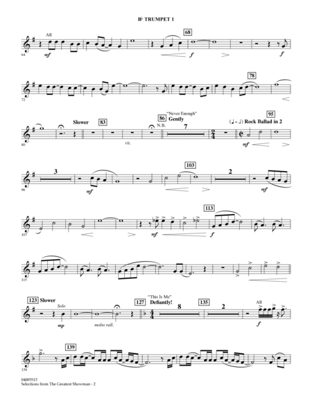Selections from The Greatest Showman (arr. Paul Murtha) - Bb Trumpet 1